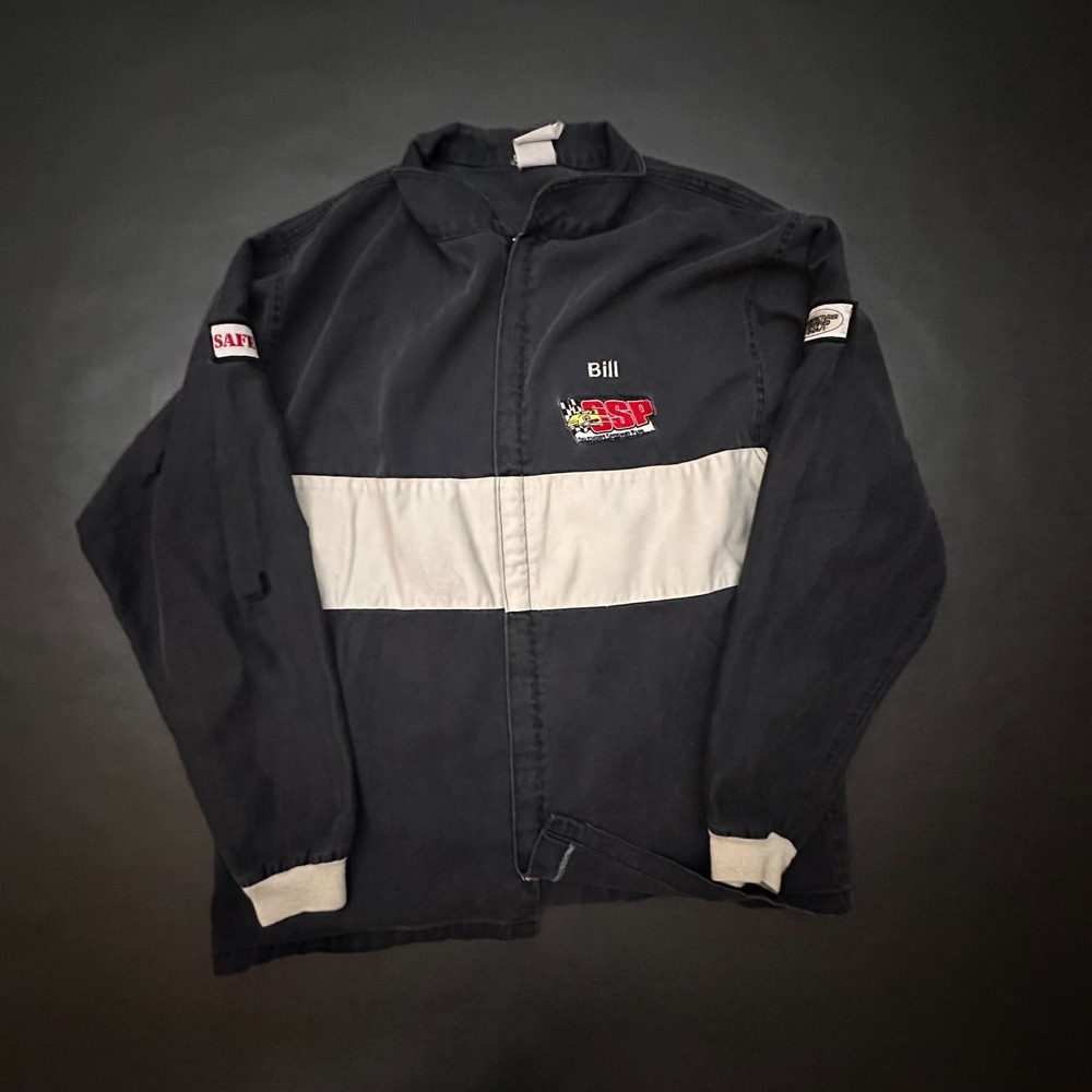 Vintage 1990s Racing Jacket Mens XL Black Oglethorpe Speedway Race Car Full Zip